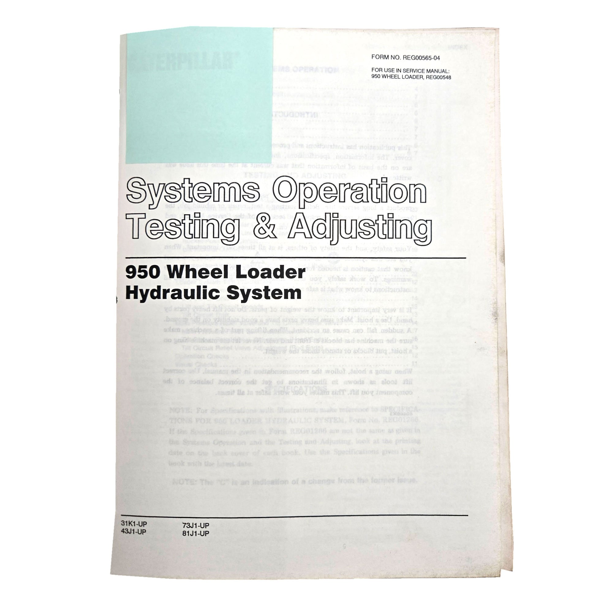 Section 3: 950 Wheel Loader Hydraulic System: Systems Operation Testing and Adjusting