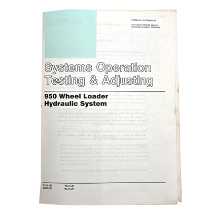 Section 3: 950 Wheel Loader Hydraulic System: Systems Operation Testing and Adjusting