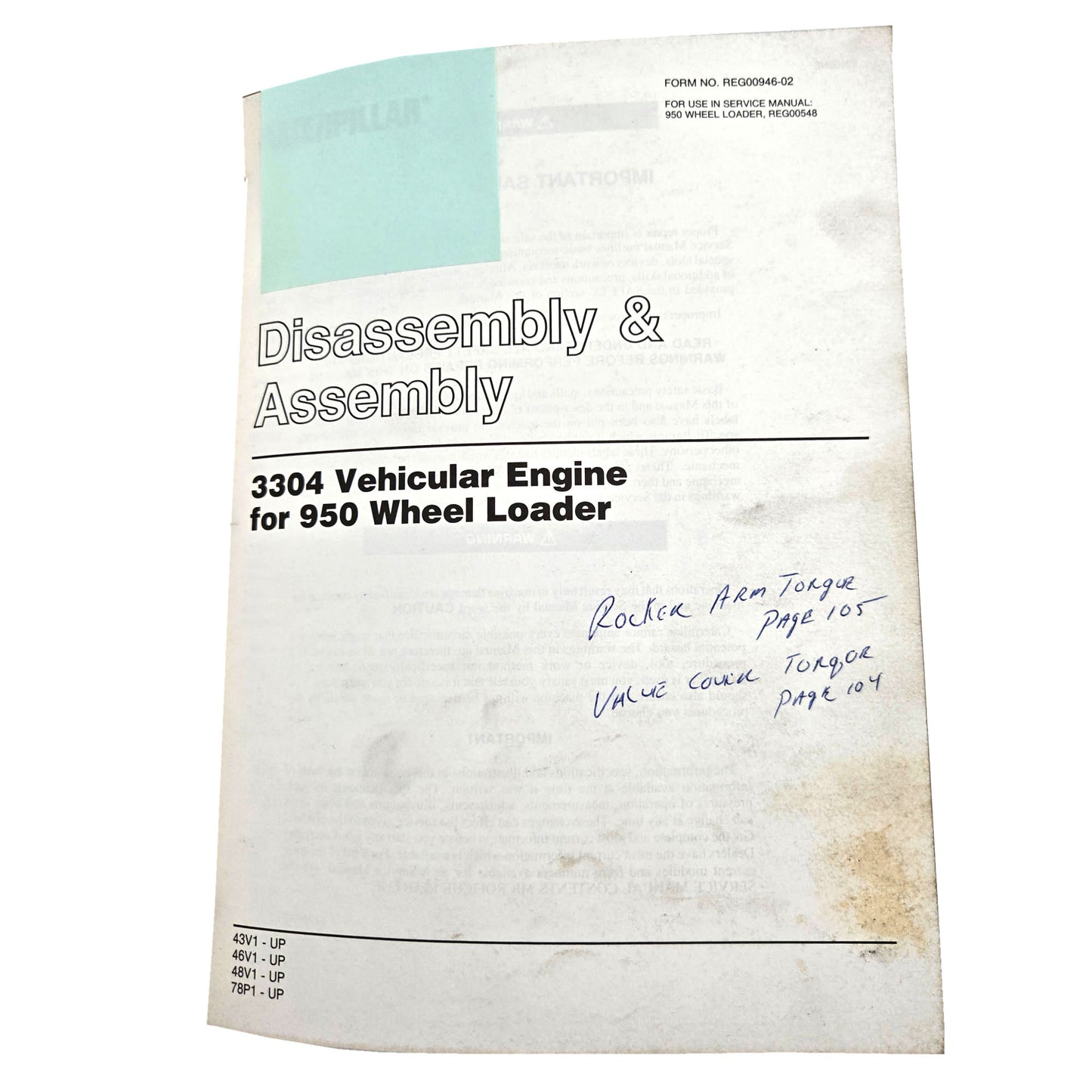 Section 4: 3304 Vehicular Engine for 950 Wheel Loader: D&A
