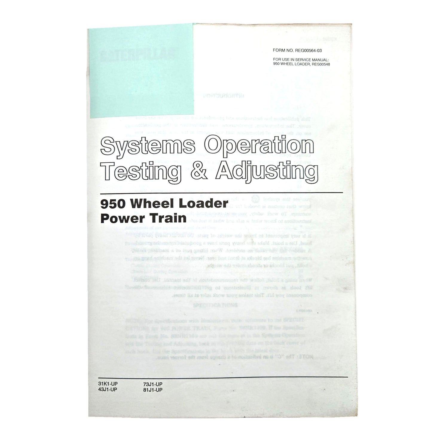 Section 2: 950 Wheel Loader: Systems Operation Testing & Adjusting