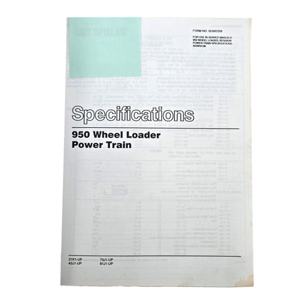 Section 2: 950 Wheel Loader: Specifications