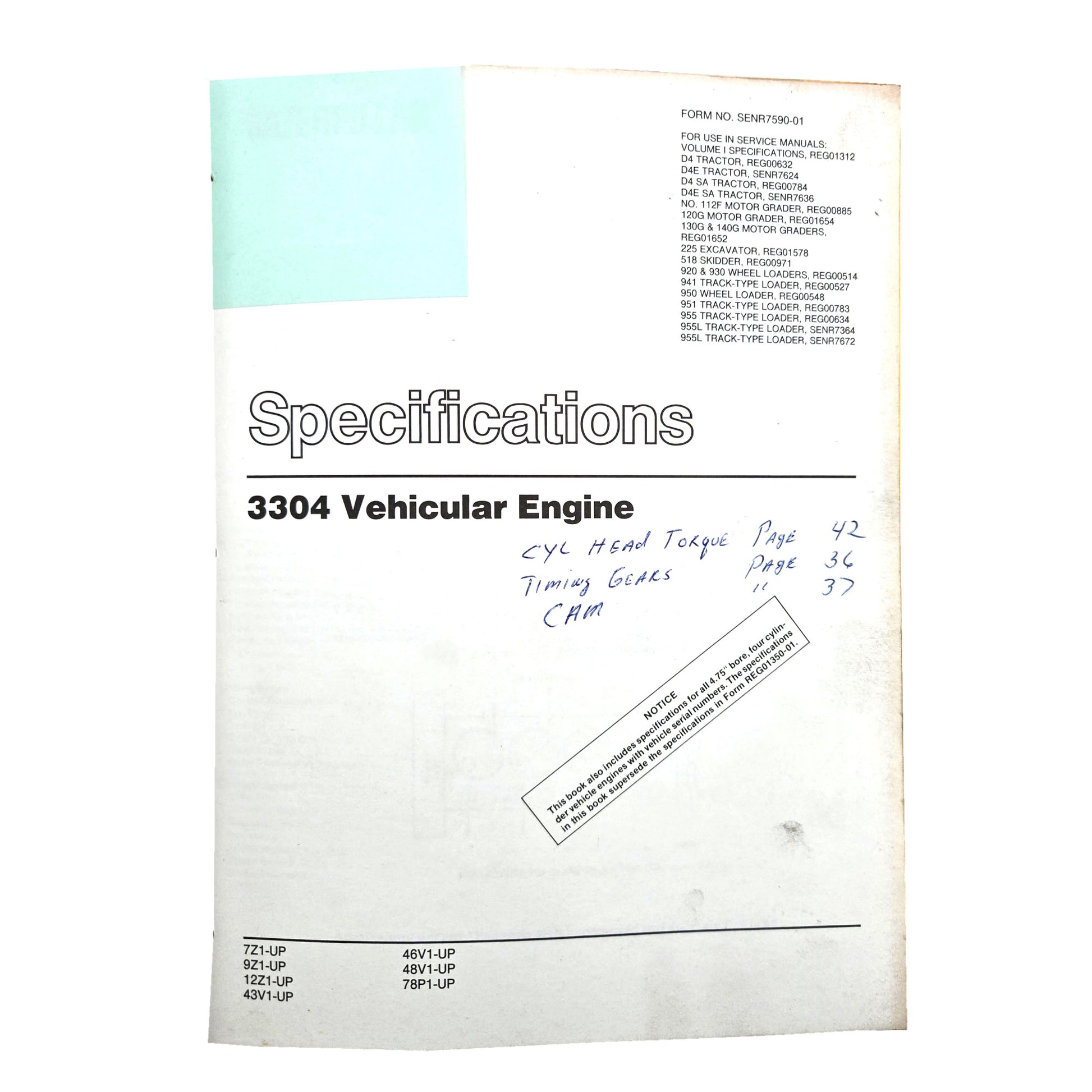 Section 1: 3304 Vehicular Engine: Specifications