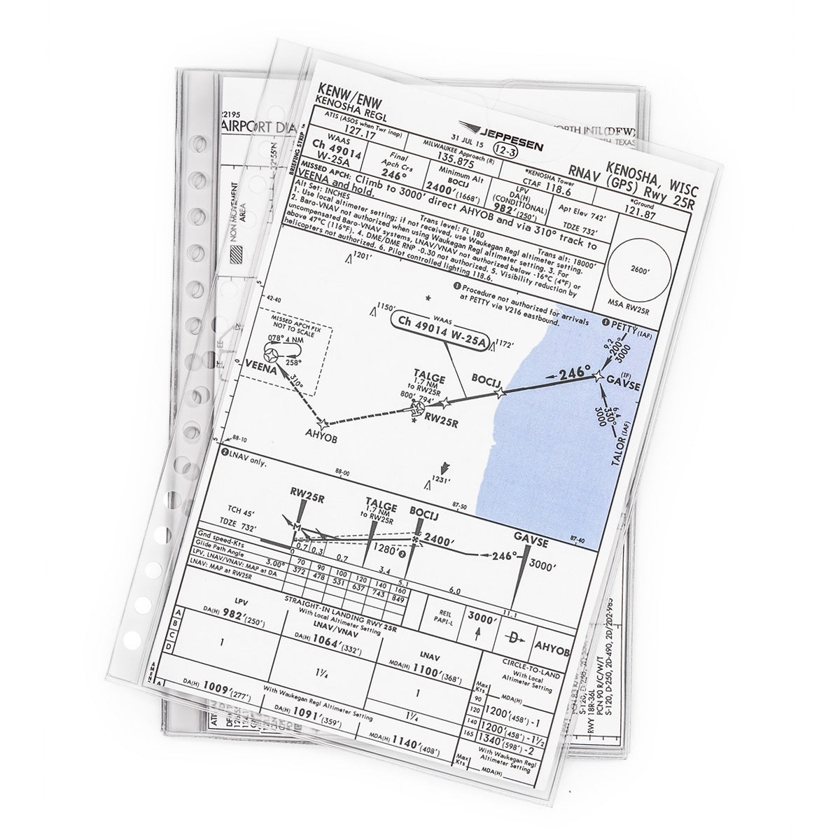 FlyBoys 5 x 8 pilot checklist page protectors inside aviation checklist cover organizer with aproach plate