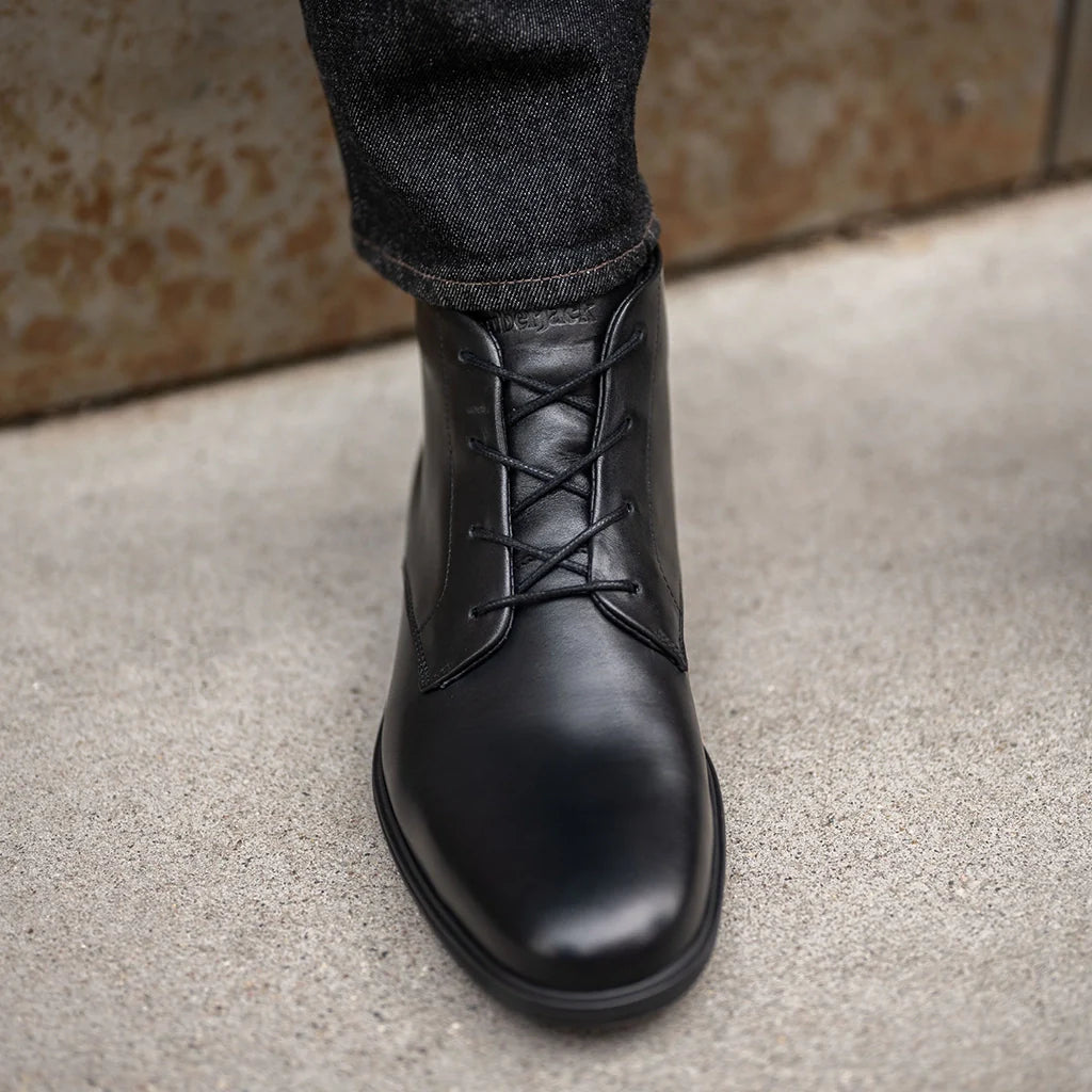 Amberjack Chukka Obsidian black pilot mid-cut boot, left side view, two-eyelet lace-up | Lifestyle Single Boot