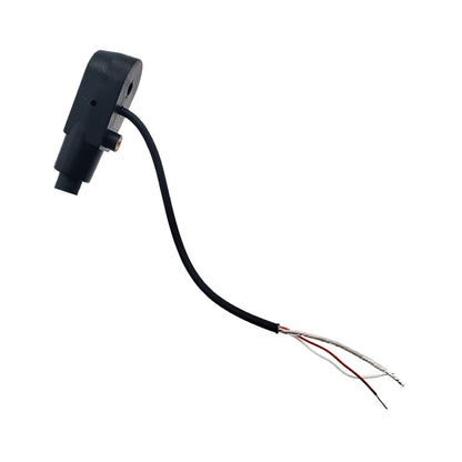 Headset microphone replacement boom with stripped red and white wire leads.