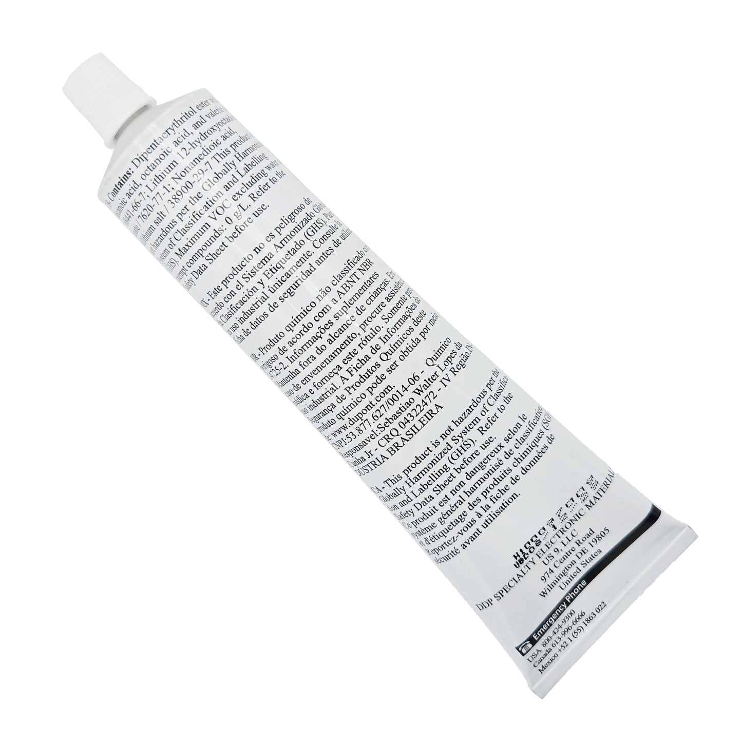 MOLYKOTE BG-20 Grease – Back Label with Usage Guidelines and Specifications