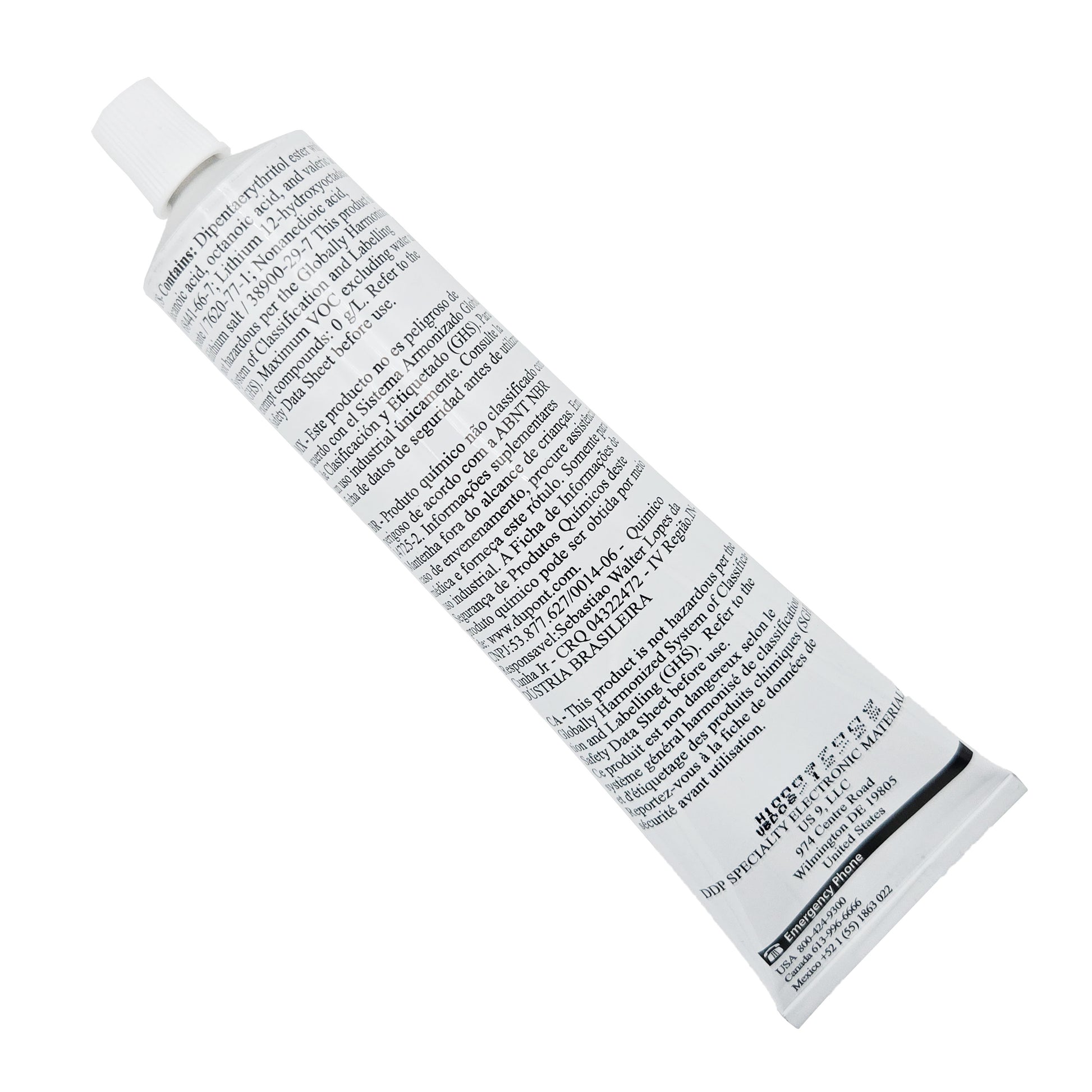 MOLYKOTE BG-20 Grease – Back Label with Usage Guidelines and Specifications