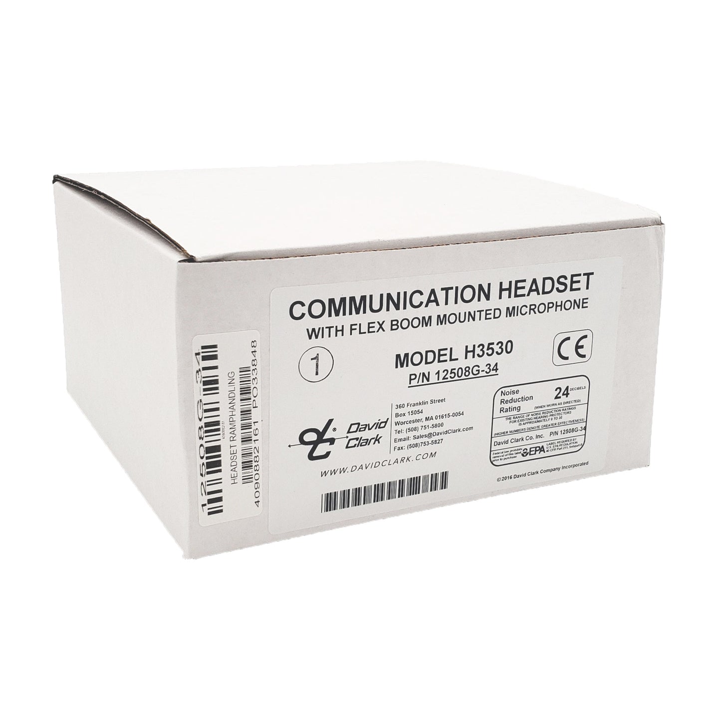 David Clark H3530 communication headset box P/N 12508G-34 with 24 dB NRR
