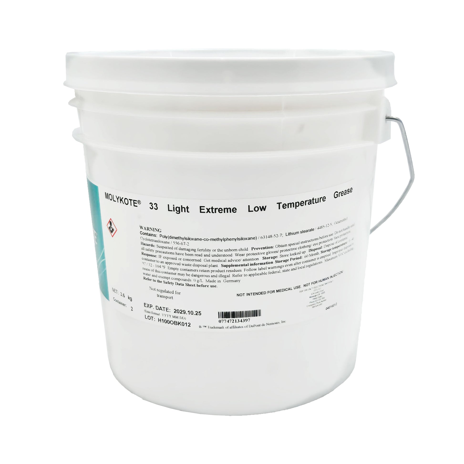 MOLYKOTE 33 Light Grease – Side View Showing Silicone-Based Low Temp Lubricant Label
