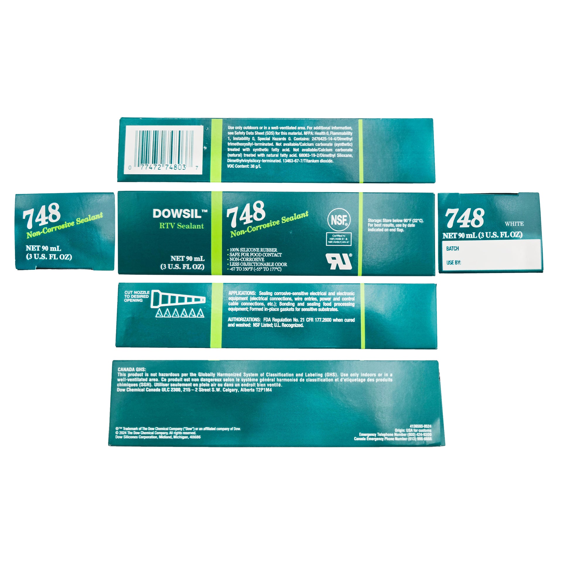 DOWSIL 748 RTV Sealant – All Sides of Box Displayed