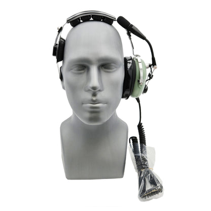 Front view of David Clark H3492 monaural ground support headset showing single green ear cup and open-side temple pad design