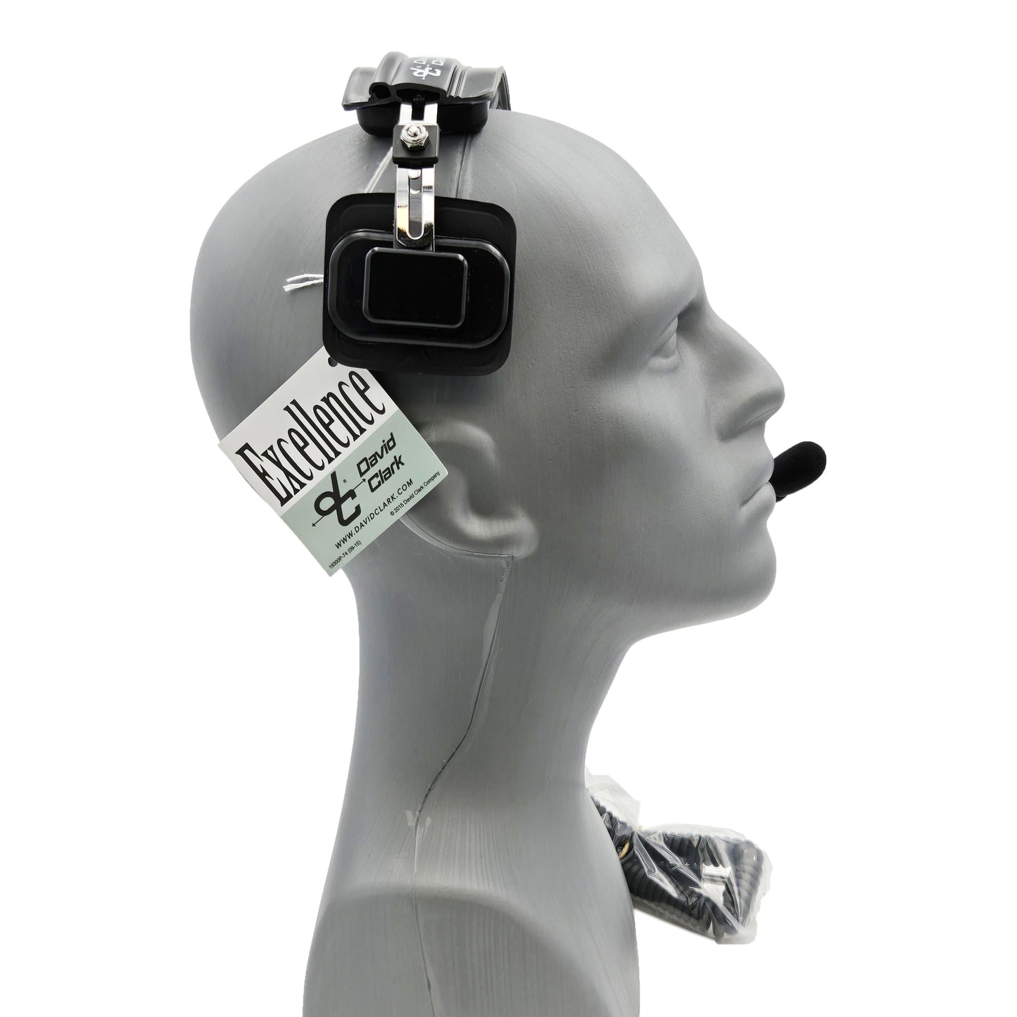 Right-side profile of David Clark H3492 showing lightweight airflow two-chamber temple pad for single-ear ground support use