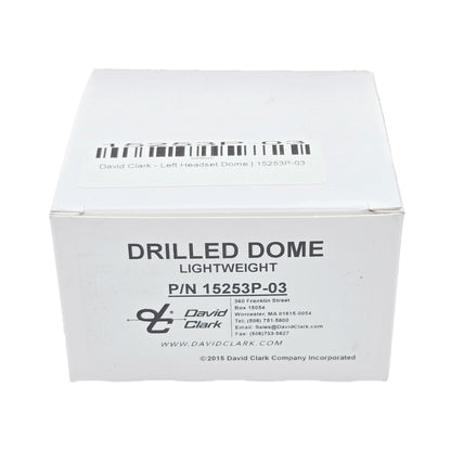 David Clark left drilled headset dome replacement part 15253P-03 product box labeled lightweight drilled dome