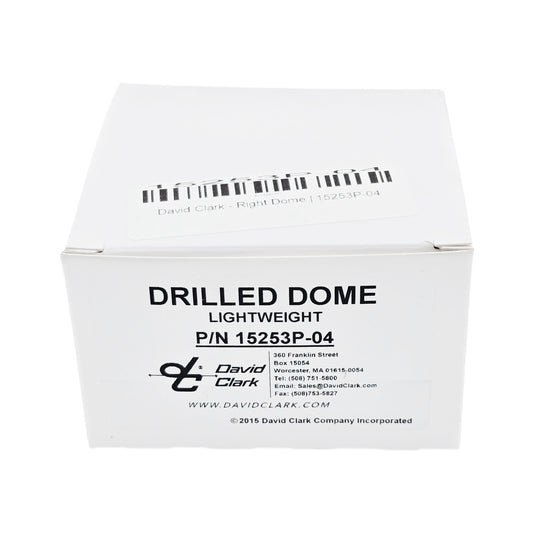 David Clark right drilled headset dome replacement part 15253P-04 product box labeled lightweight drilled dome