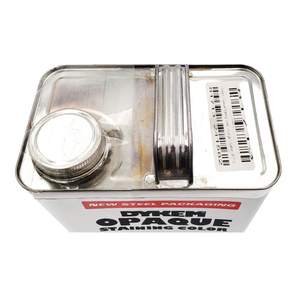 Top view of Dykem opaque staining color can showing screw cap, carry handle, and barcode sticker on lid.