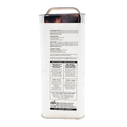 Back label of Dykem opaque staining color showing mixing instructions, chemical ingredient table, and ITW Pro Brands manufacturer information.