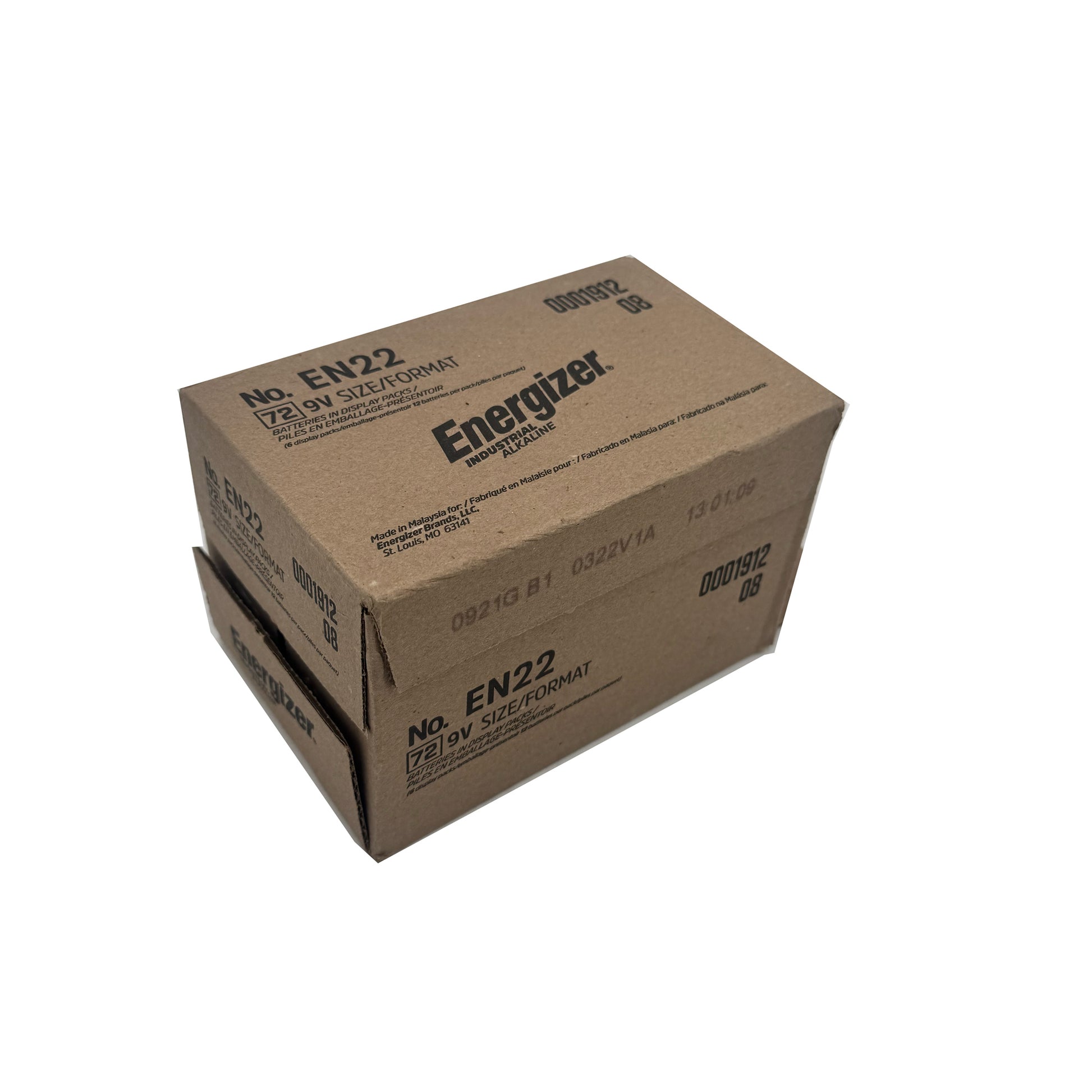 Energizer 9V Alkaline Batteries EN22 72 pack bulk case
