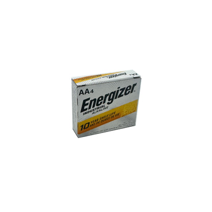 Energizer Industrial AA Alkaline Batteries EN91 four pack box