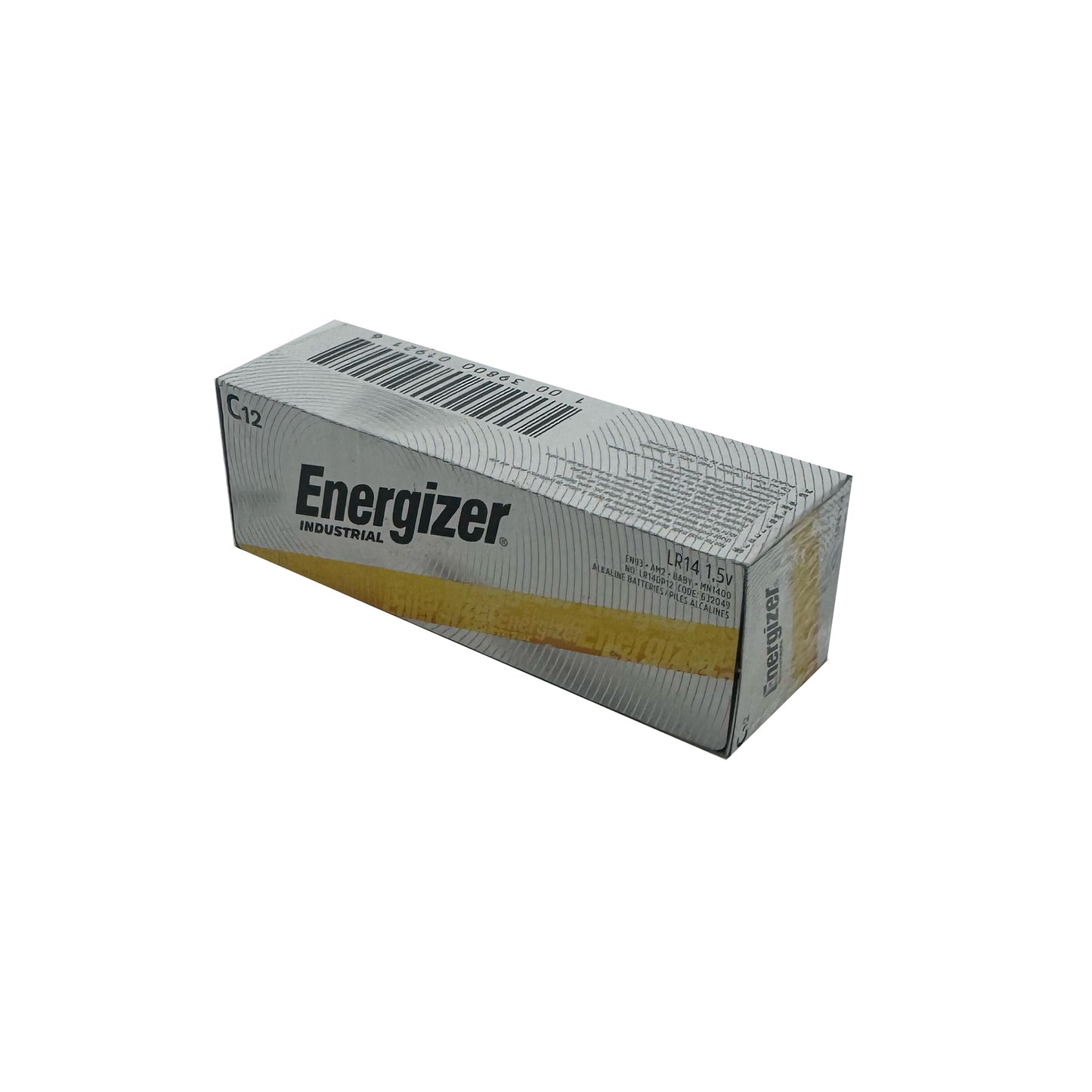 Energizer Industrial C Cell Alkaline Batteries EN93 12 pack box