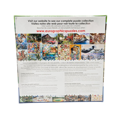 EuroGraphics Spot & Find Day at the Zoo Puzzle back view with product details - ER-PZCDZ, interactive seek-and-find puzzle