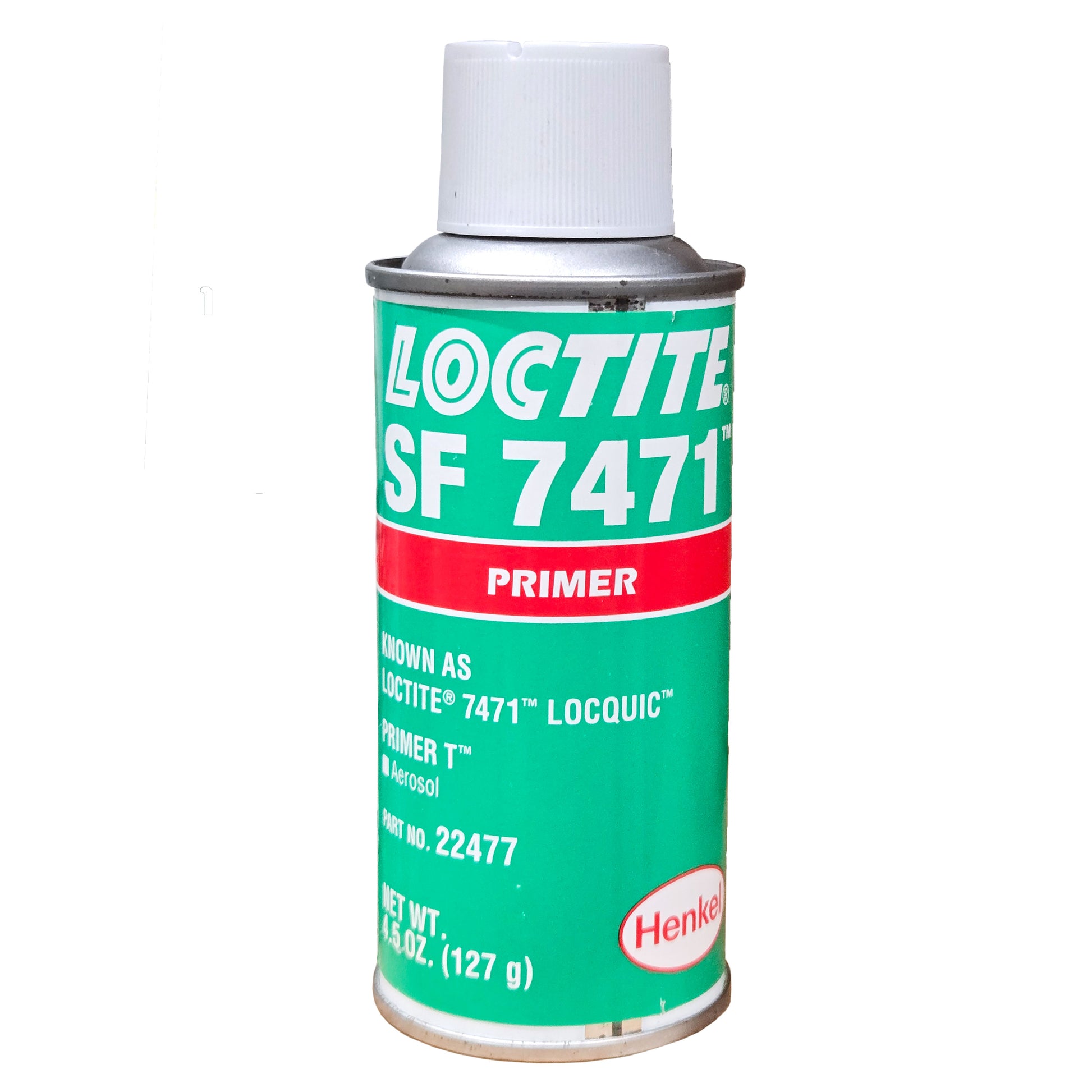 Back of Loctite SF 7471 aerosol can showing hazard warnings, directions, and manufacturer details.