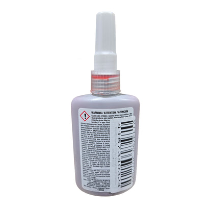 Back of Vibra-Tite 137 Threadlocker bottle displaying safety warnings, directions for use, and manufacturer details.