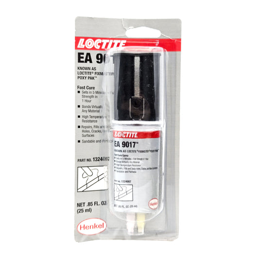 Front of Loctite Fixmaster Fast Cure Poxy Pak Epoxy Adhesive blister pack showing dual syringe and product label.