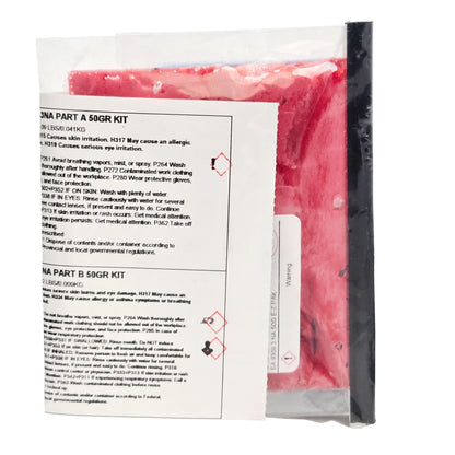 Back of Loctite EA9309.3NA epoxy kit displaying safety warnings, GHS hazard symbols, and handling instructions.