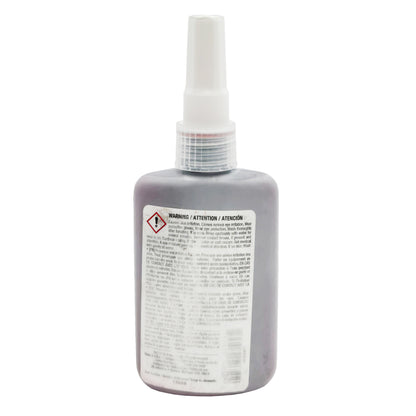 Back of Vibra-Tite 146 Threadlocker bottle displaying safety warnings, directions, and manufacturer information.