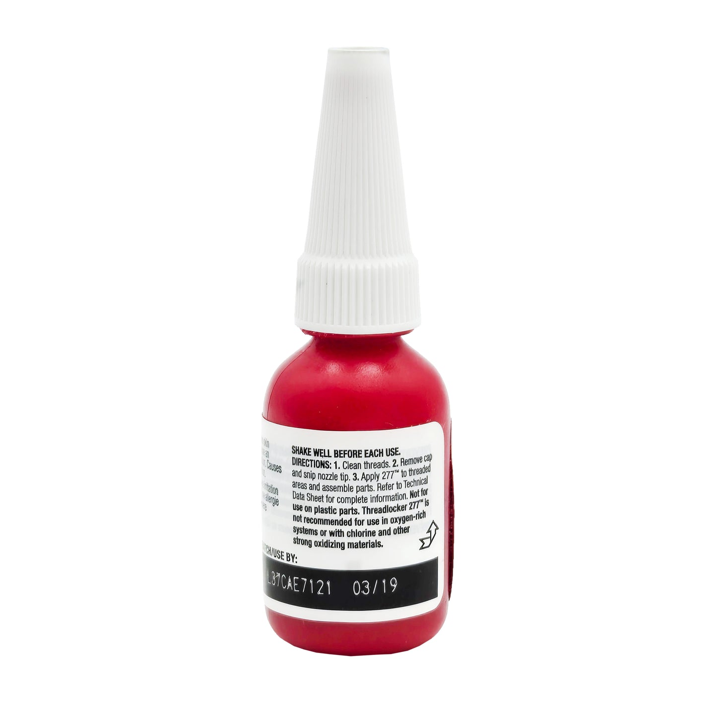 Loctite 277 bottle showing safety warnings, manufacturer details, and hazard symbol.