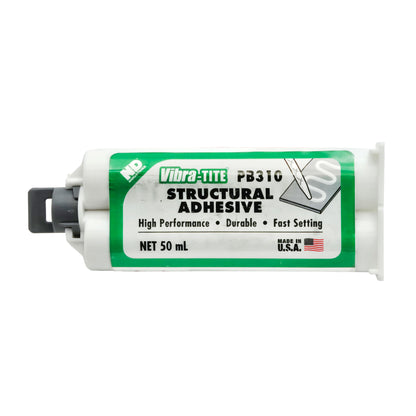 Front of Vibra-Tite PB310 All Purpose High Strength MMA Structural Adhesive 50mL dual cartridge showing label and design.