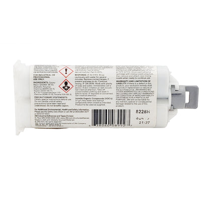 Centered back view of 3M Scotch-Weld DP190 epoxy cartridge showing UPC barcode and warranty and liability information.”