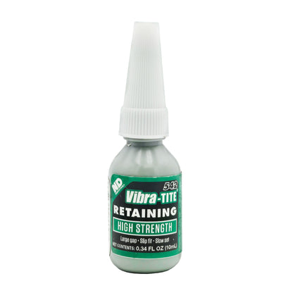 Front of Vibra-Tite 542 High Strength Retaining Compound 10mL bottle showing label and ND Industries logo.