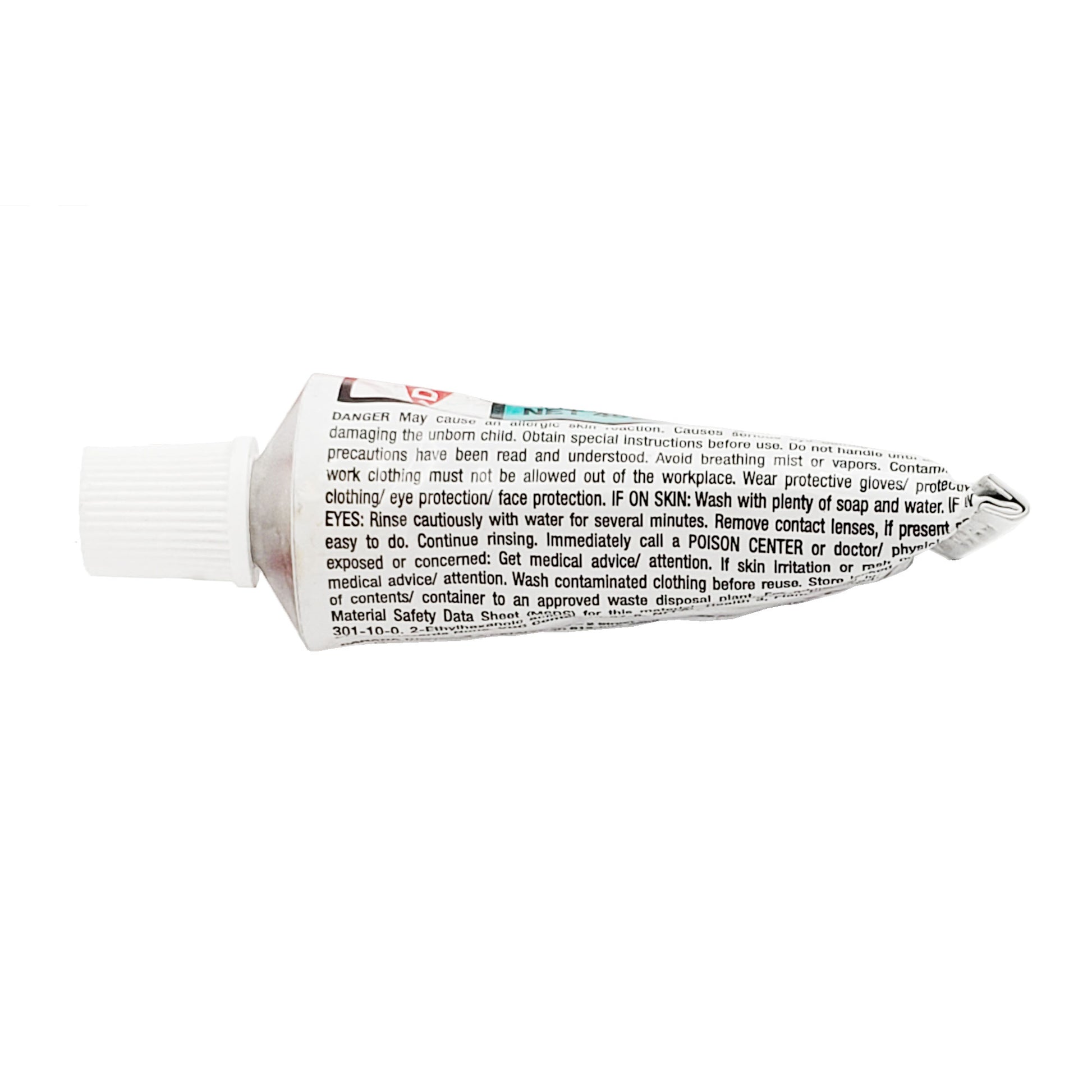 Side label of DOWSIL 4 catalyst detailing first aid and handling precautions