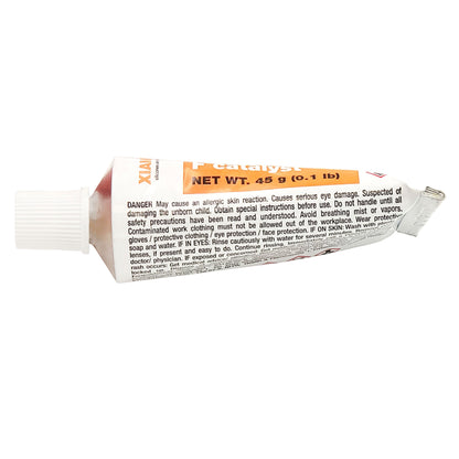 Side label of XIAMETER RTV-3000 Catalyst F showing danger warnings for allergic skin reaction and serious eye damage