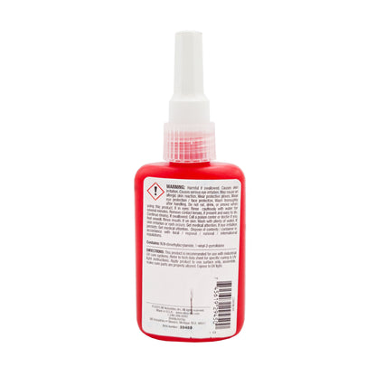 Back of Vibra-Tite 294 Light Cure Adhesive bottle showing warning text, hazard symbol, and barcode.