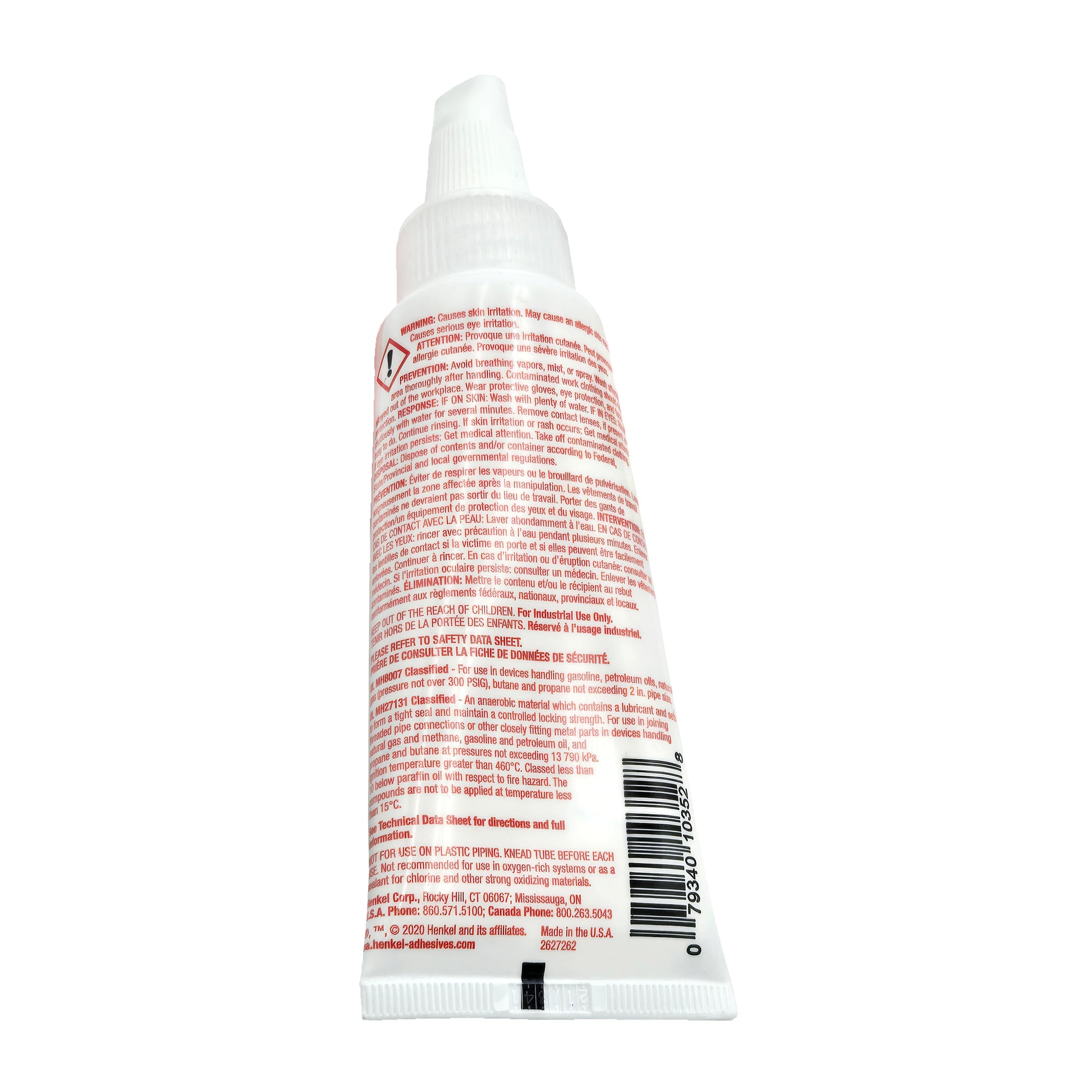 Front of Loctite 567 Thread Sealant 50mL tube with red label, PTFE formula for metal fittings, high-temperature sealant.