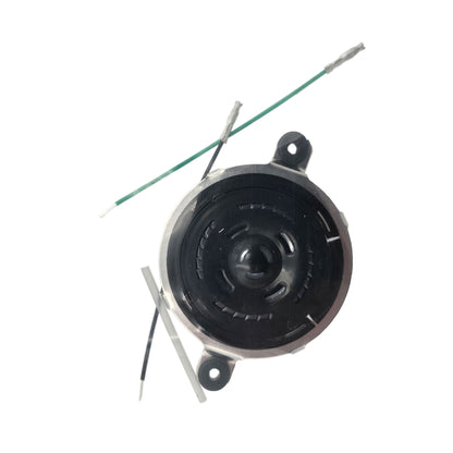 Close-up of David Clark 10376G-87 300-ohm earphone assembly showing labeled speaker driver, metal mounting frame, and green and black screw-terminal wires.