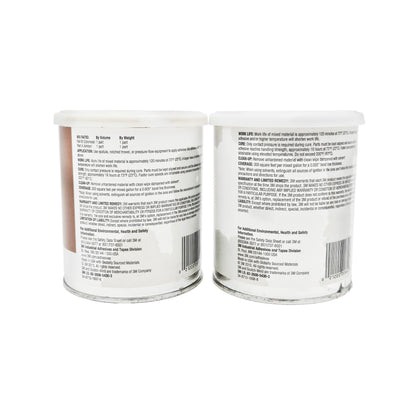 Back labels of 3M Scotch-Weld 2216 epoxy Part A and Part B showing 1:1 mix ratio, 120-minute worklife, cure requirements, cleanup, storage, and warranty details.
