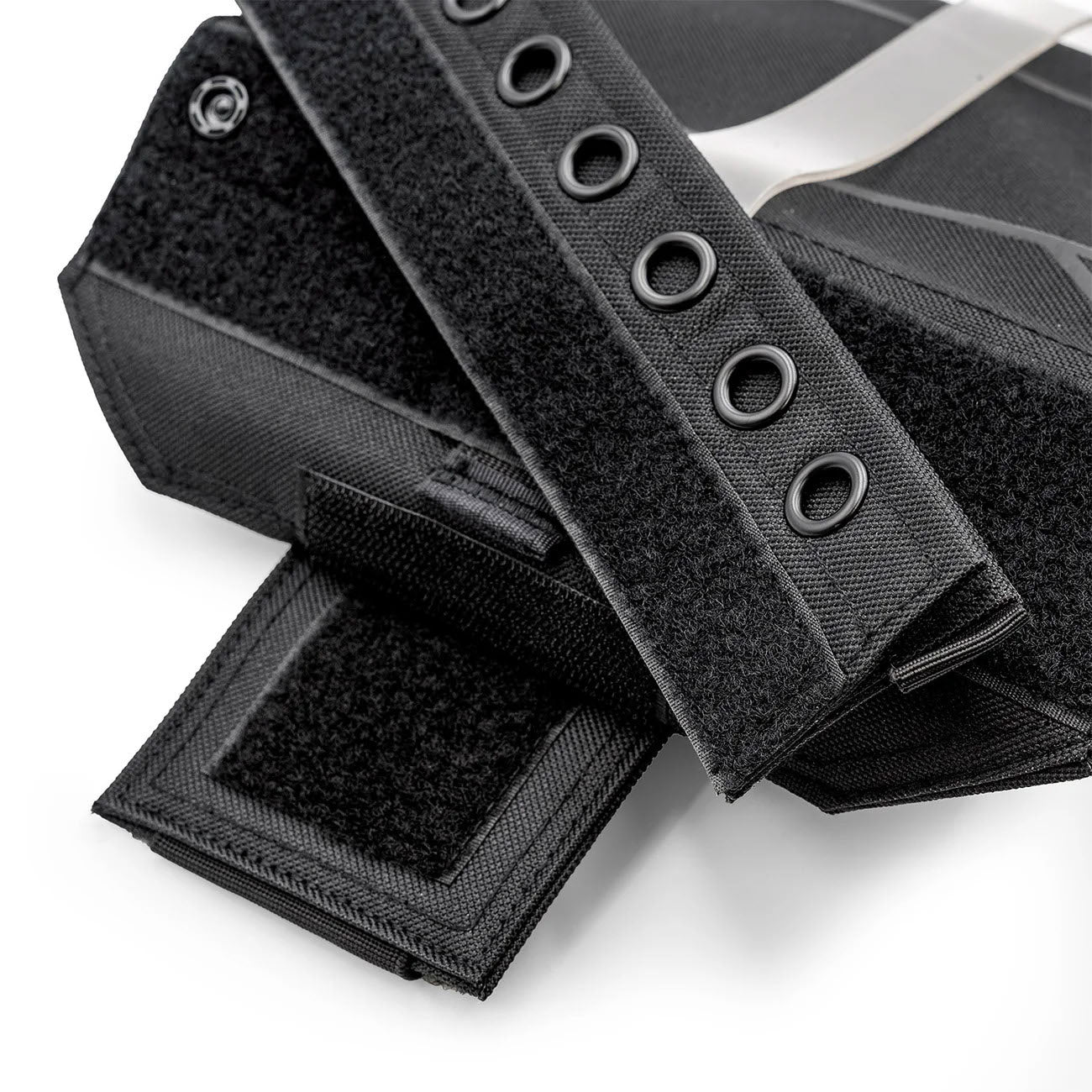 Close-up of FlyBoys Reversible Kneeboard Eyelet Strip with seven reinforced eyelets