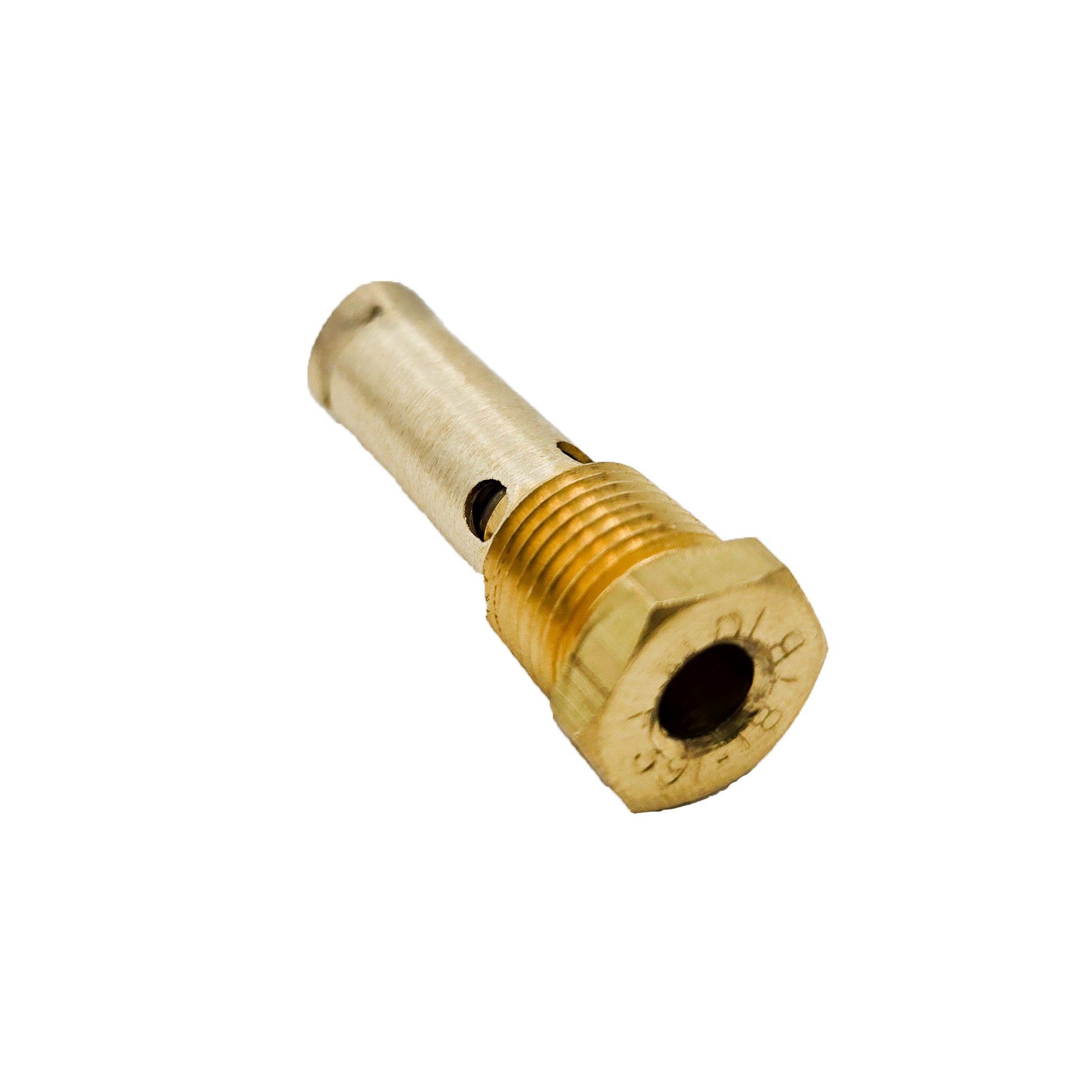 MDI Aerovalve F391-187B Brass Fuel Drain Valve – Angled View Showing Port and Body