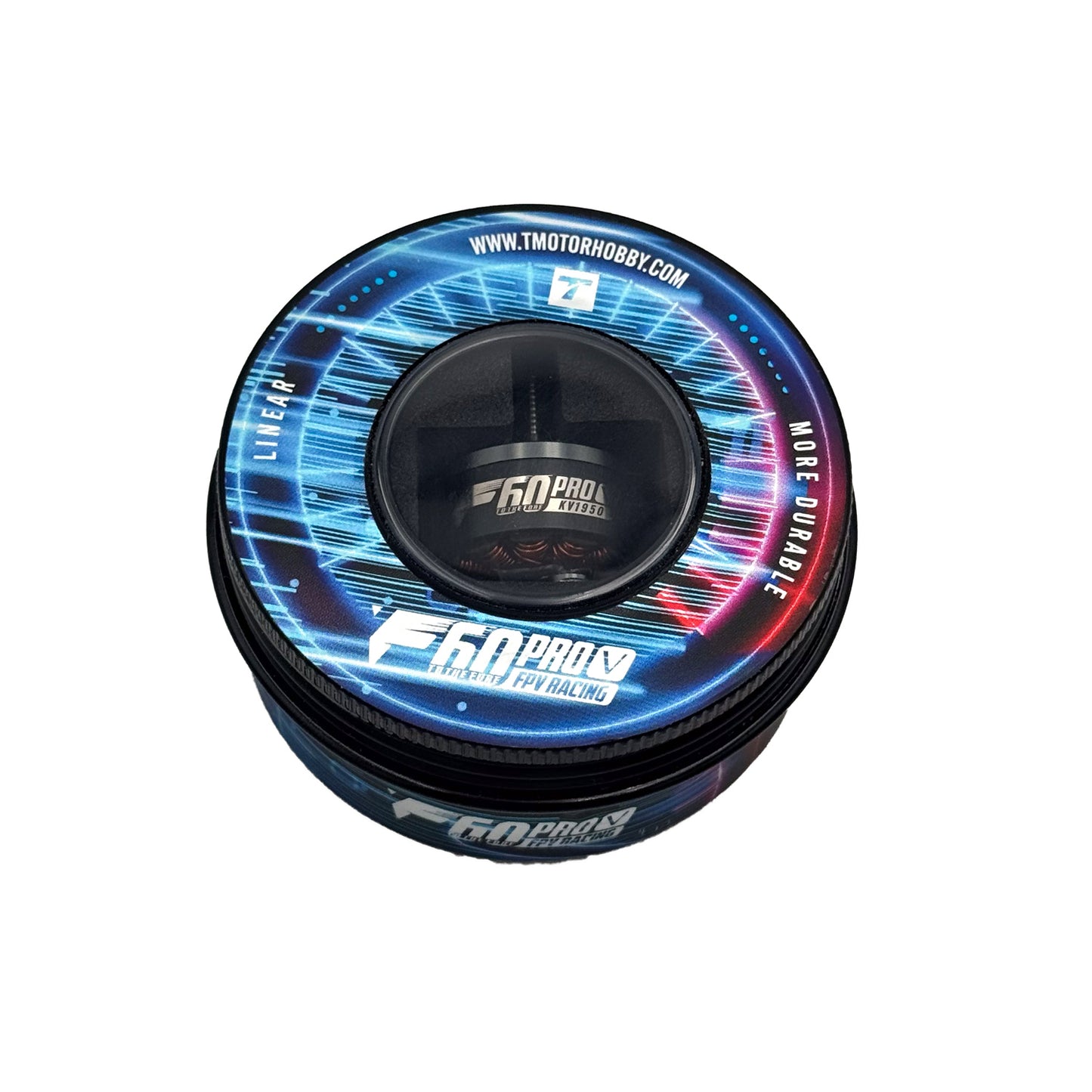 Retail packaging of T‑Motor F60Pro V KV1950 FPV Racing Motor in circular display case.