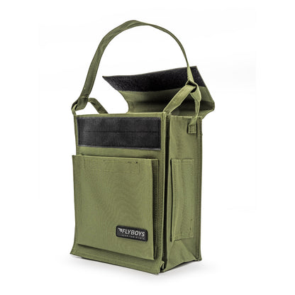 FlyBoys Regular Pubs Bag olive green angled view with front accessory pocket