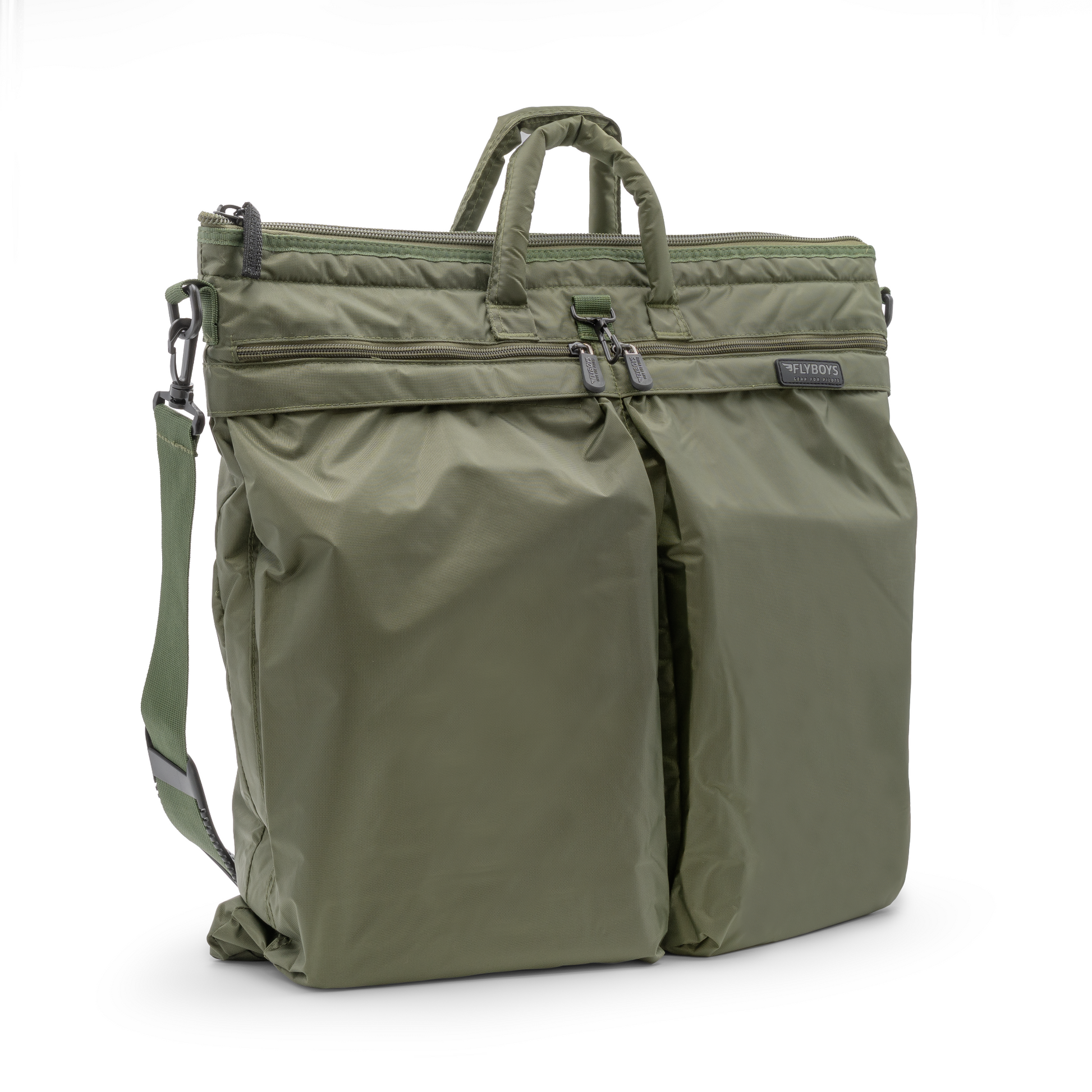 FlyBoys FODefender Jumbo Helmet Bag olive green carrying a military flight helmet
