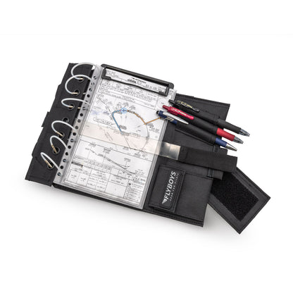 FlyBoys Classic Pilot Kneeboard open with approach plate and flight planning materials