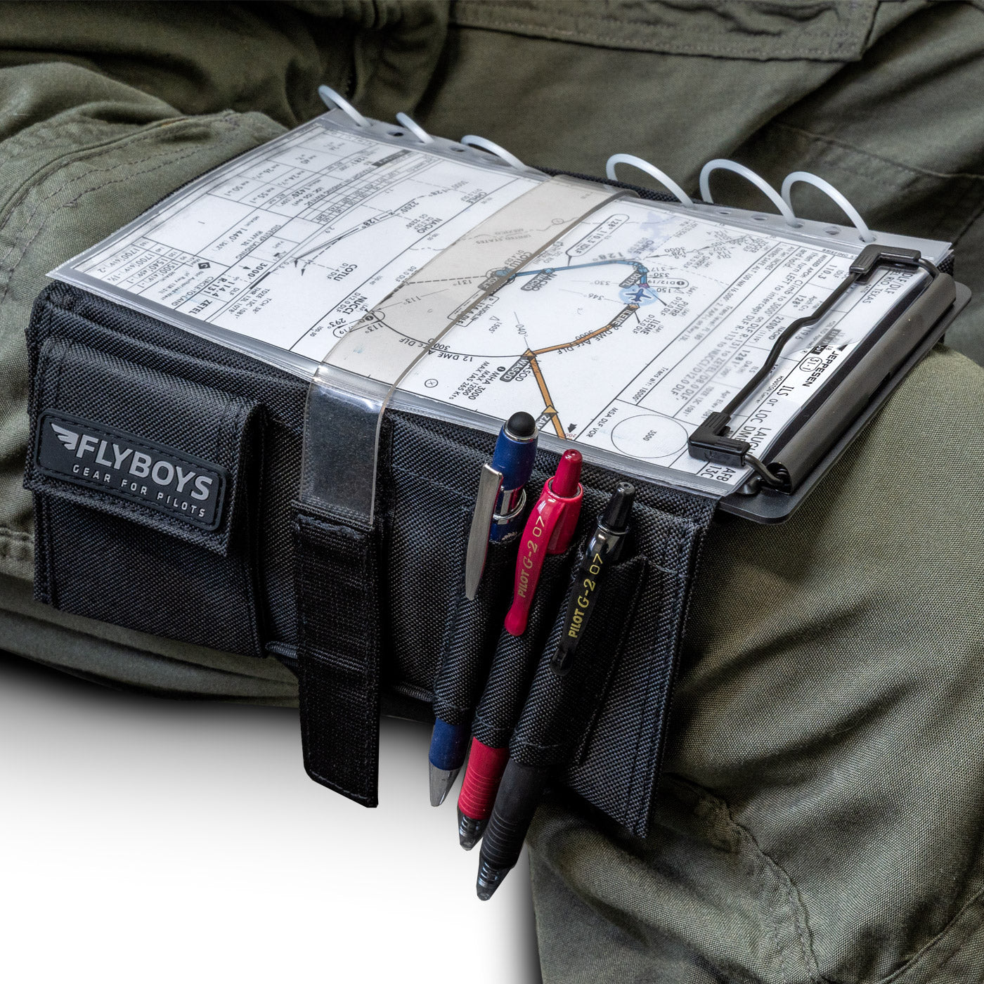 FlyBoys Classic Pilot Kneeboard holding approach plates and flight charts