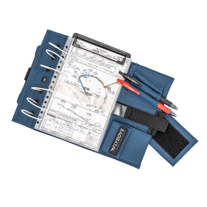 FlyBoys Classic Pilot Kneeboard blue version with aviation charts and pens
