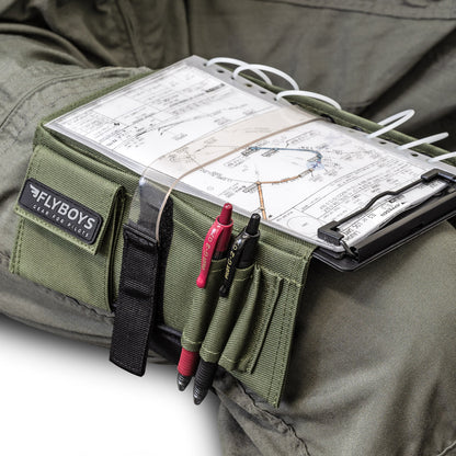 FlyBoys Classic Pilot Kneeboard loaded with flight charts and approach plates