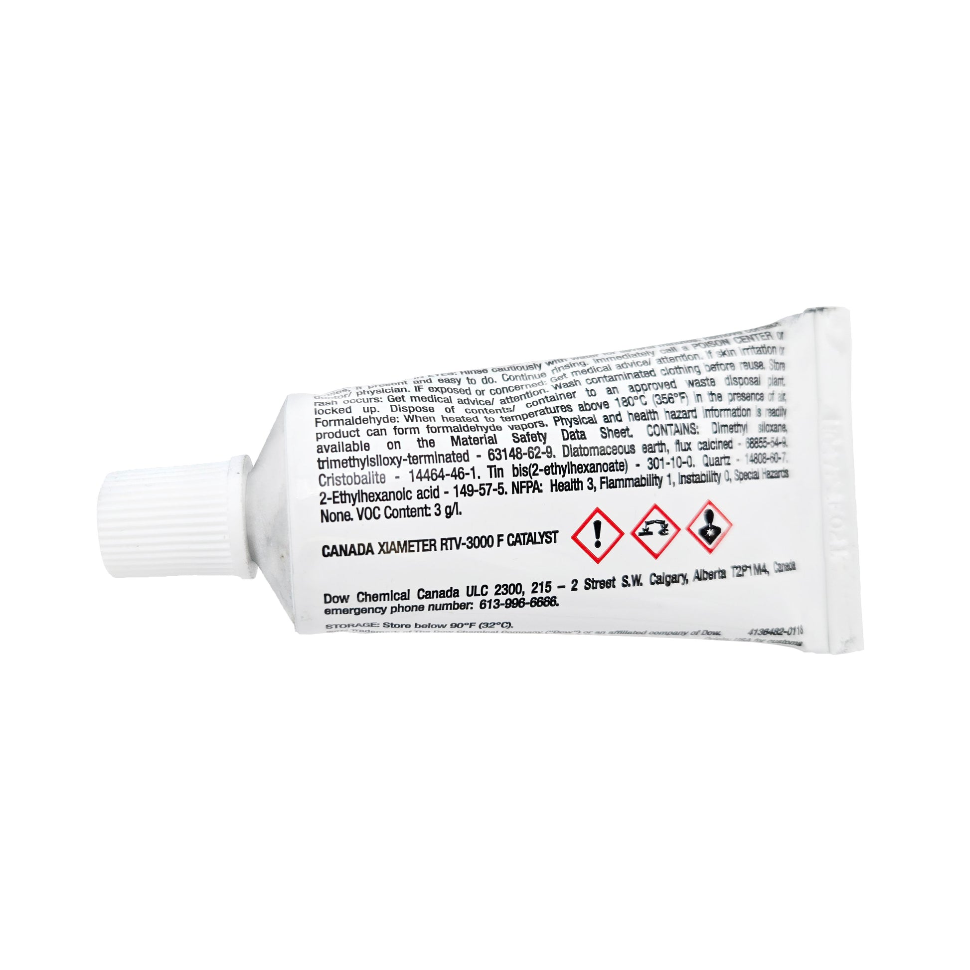 SILASTIC RTV-3000 F Catalyst – Back View with Safety and Usage Instructions