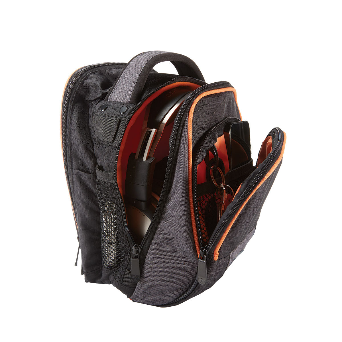 Flight Outfitters Lift Mini 2.0 pilot flight bag open showing interior storage